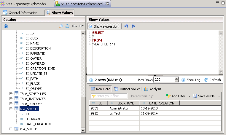 SBOPRepositoryExplorer_EXCELIntegrationSample